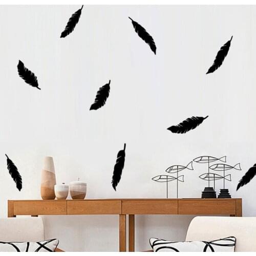 Gold Feather Wall Sticker DIY Art For Kids Room Home Decor Wall Decals Wallpaper Baby Room Poster Wall Decoration