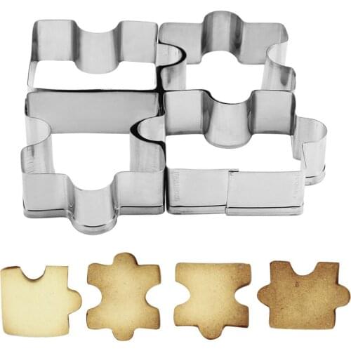 NICEYARD 4Pcs/set Puzzle Pattern Biscuit Cutter Pastry Fondant Dessert Mold Stainless Steel Gadgets Kitchen Tools Cookie Tools