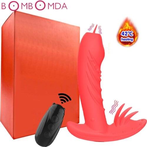 Wearable Vibrator For Adult Tongue Licking Heating G spot Dildo Stimulate Vibrator Sex Toys for Woman Masturbator Erotic Sex Toy