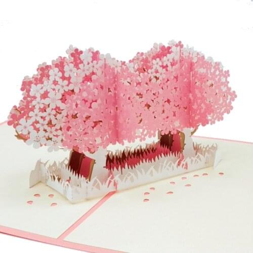 3D Pop UP Card Cherry Blossom Laser Cut Wedding Invitations Cards Valentines Day Greeting Card Greeting Postcard Gifts Paris