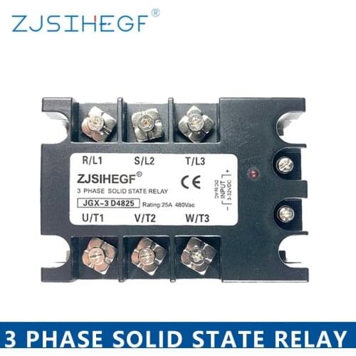 ZJSIHEGF Three Phase JGX-3 4825DA Solid State Relay SSR With For 3phase Heat Sink 25A 3-32VDC 24-480AAC