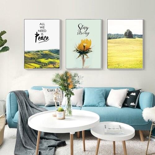 Nature Scandinavian Landscape Poster Decoration Flower Plant Leaves Mountain Trees Print Room Wall Picture Canvas Painting