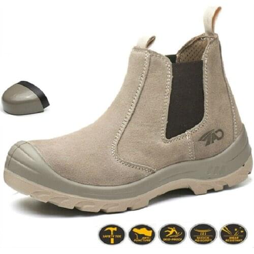 Work Safety Shoes Boot Men High Steel Toe Genuine Leather Waterproof Ryder Sneakers Men Military Tactics Indestructible Shoes