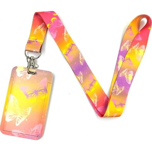 Butterfly Neck Strap Lanyard For Key Chain Bank Credit Card Holder Identity Badge Cover DIY Hang Rope Webbing Ribbon Accessories