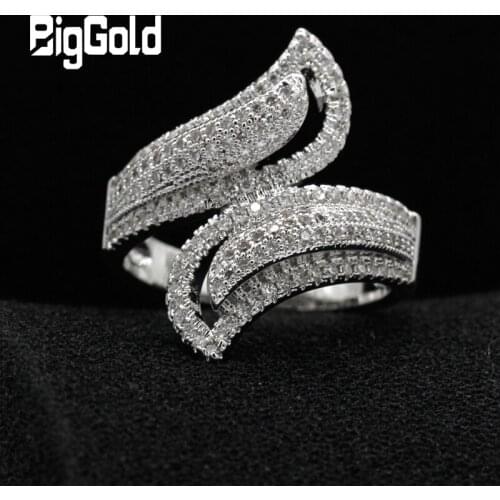 Luxury Women CZ Ring Elegant Leaves European Style Rhinestone Flower Statement Jewelry Retro Woman Big Rings Drop Shipping