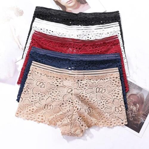 Sexy Ladies Lace Panties Seamless Boyshort Sexy Transparent Lace Panties Mid-Waist Women Underwear Dropshipping