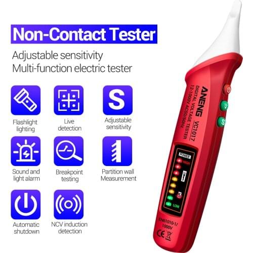 VC1017 AC Voltage Detector Tester Meter 12V-1000v Non-contact Pen LED Voltage Meter Vape Pen Electric Indicator Tools