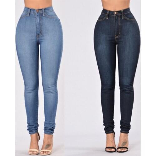 2020 Hot Sale Woman High Waist Jeans High Elastic Hips Skinny Jeans Pencil Pants Women Clothes Top Quality