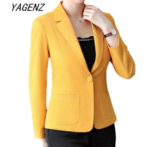 Spring Autumn Fashion Short Suits Womens Jacket Long Sleeve Slim Pocket Blazers Large Size Solid Female Blazer Casual Tops 5XL
