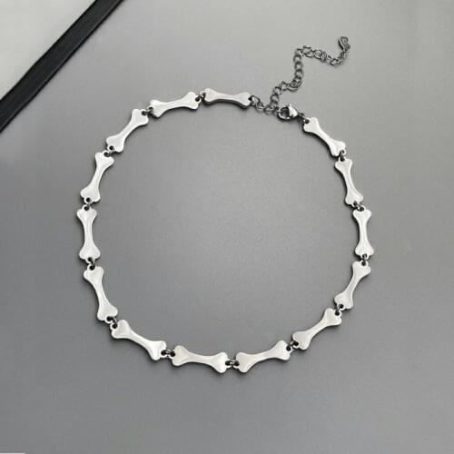 Choker Necklace Woman Bone Necklaces Women Chain Pendant Girls Jewelry Clavicle Silver Color Vintage Kpop Stainless Collares
