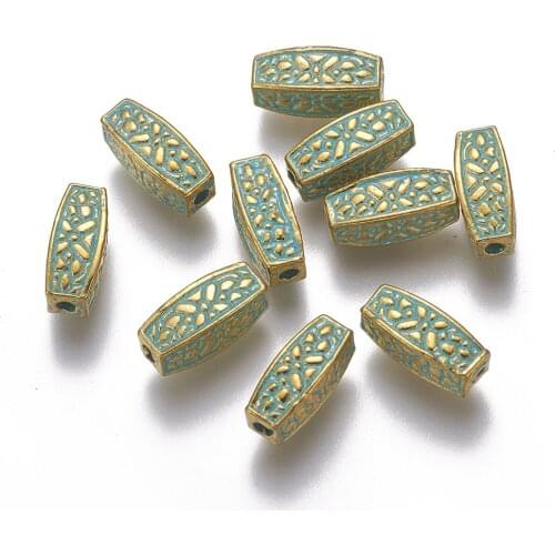 Gold Green Rectangular Alloy Beads DIY Vintage Beaded Bracelet Jewelry Accessories Wholesale charms for bracelet making