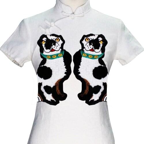 1pair Lovely Pet Dog Patches Big DIY Wool Embroidery Applique for Jacket Garment Decorative Sewing Supplies TH757