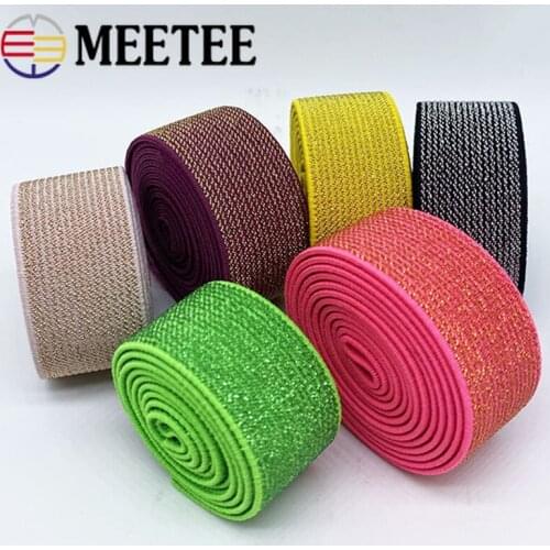 10Meters 25mm Colored Gold Silver Silk Elastic Band Polyester Rubber Webbing Elasticity Belt Purl Spring Ribbon Sewing Accessory