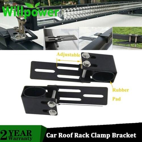 Willpower 2x Adjustable Car Roof Rack Clamp Bracket Bumper Mounting Kit LED Light Bar Stand Work Lights Holder Off Road SUV