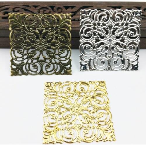 20pcs 50mm Filigree Flower Wraps Metal Charms For Embellishment Scrapbook DIY Jewelry Craft