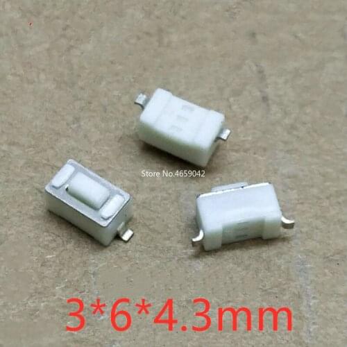 20PCS 3X6X4.3MM Micro Switch White Button Tactile Tact Push Switch 3*6*4.3MM SMD