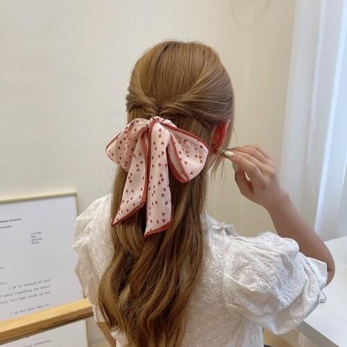 2021 Women Long Silk Scrunchie Elastic Handmade Multicolor Hair Band Ponytail Holder Headband Hair Accessories