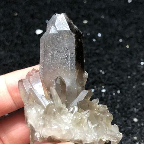 34.3gNatural crystal tea Topaz rough smoky crystal Obelisk aura healing round vein home decoration1PC