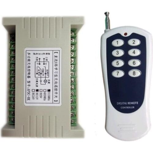 433mhz Universal DC 12V 8 channel RF Wireless Remote Control switch system Receiver Transmitter lighting