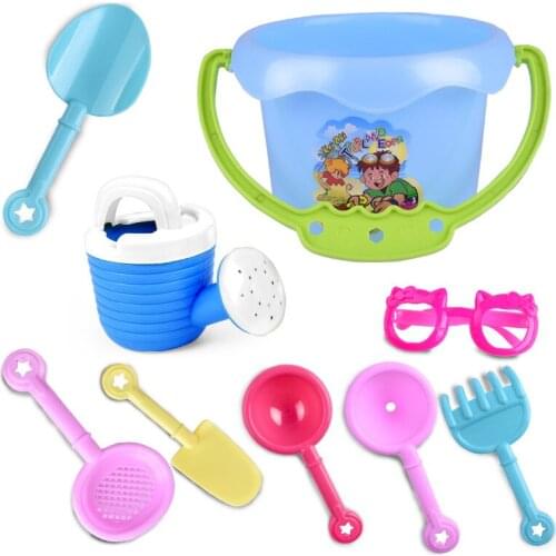 Random Color 9Pcs Kids Sand Beach Toys Castle Bucket Spade Shovel Rake Water Tools Set For Kids Toys Good Gift to Kids