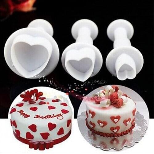 ANGRLY 1set/3pcs Love Shaped Spring Die Sugar Chocolate Mold Cake Decoration Pastry Cookies Bake weare Moulds Tools silicone