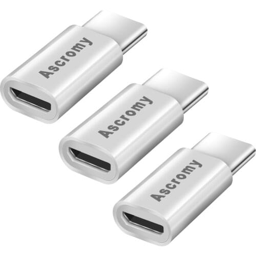 Ascromy 3PCS Micro USB to Type C Adapter For OnePlus 6 One Plus 5T Xiaomi Mi Max 3 5 6 Mi8 samsung S9 plus Note 8 Type-C Charger
