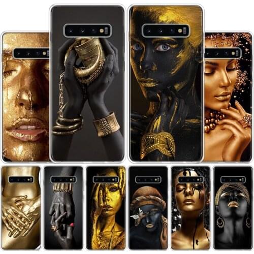 African Art Black and Gold Woman Oil Phone Case For Samsung Galaxy A51 A71 A50S A30S A10 A20E A40 A70 M30S A01 A21 A6 A7 A8 A9 P