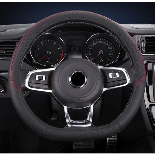D Shape Car Steering Wheel Cover Microfiber Leather Embossed grain For VW GOLF 7 2015 POLO JETTA For Kia Sportage Optima K5