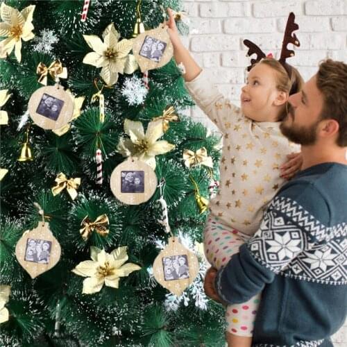 Wooden Photo Frame Christmas Decorations for Home Kids Gify DIY Pendant Christmas Ree Ornaments Noel Navidad 2021 New Year Gift