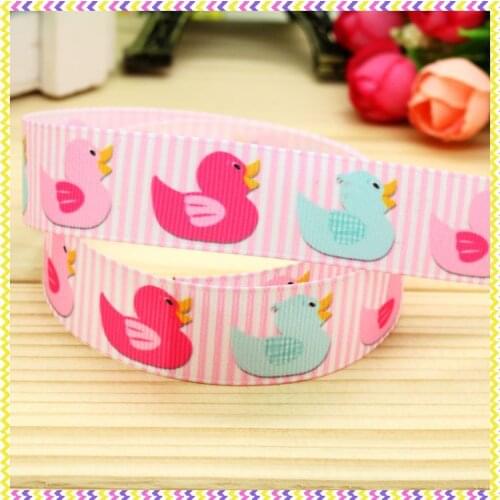 DHK 7/8'' 5yards duck printed grosgrain ribbon headwear hair bow diy party decoration OEM Wholesale 22mm E963