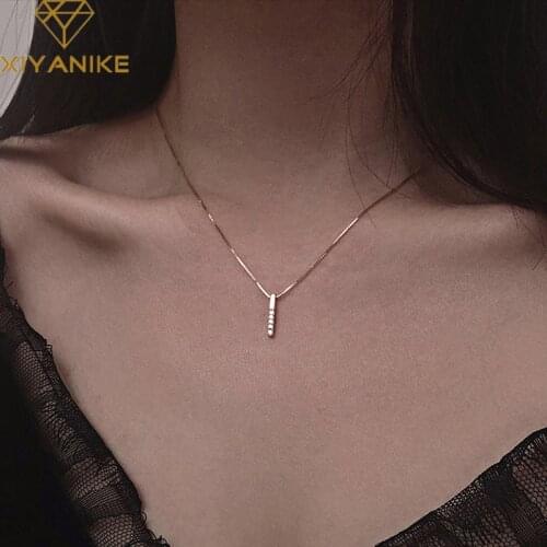 XIYANIKE Stamp Silver Color Fashion Simple Long Strip Geometry Pendant Necklace for Women Charm Wedding Jewelry Adjustable