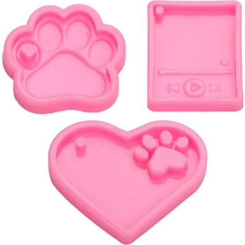 Glossy Resin 7.5cm Player Mold Epoxy Craft Keychain , 3.6cm Music Silicone Moulds For Phone Grip, DIY Jewelry Making