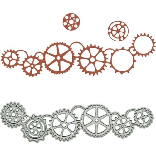 Steampunk Gear Long Stripe Shape Metal Cutting Dies Scrapbooking DIY Clipart Card Edge Decorating Papercraft Cutter Die Mold
