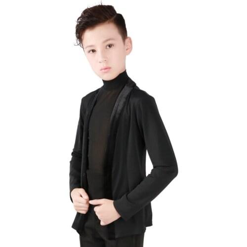 Black Latin Dance Clothes For Boys 2 Pcs Latina Ballroom Pratice Wear Cha Cha Dance Costume Tango Rumba Dance Outfits JL1728