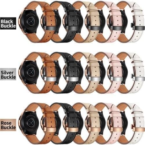 For Garmin Vivoactive 4 3 4S band leather strap steel buckle wrist bracelet for Vivomove HR/Venu Sq/Forerunner 645 245 band