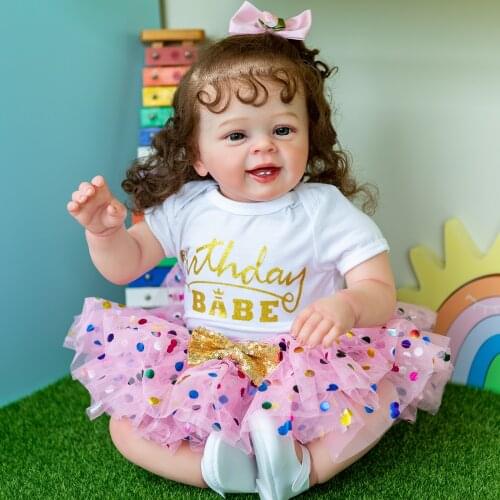 NPK 60CM YANNIK Version Reborn Cute Girl Doll with Rooted hair Toddler Popular Soft Cuddle Body High Quality Doll