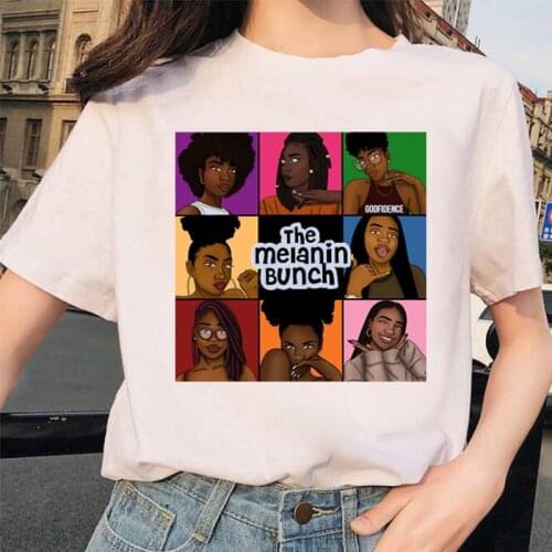 Fashion Women Tshirt The Melanin Bunch Funny Graphic T Shirts Women Vogue Urban Black Girl Print Tee Shirt 90s Tshirts