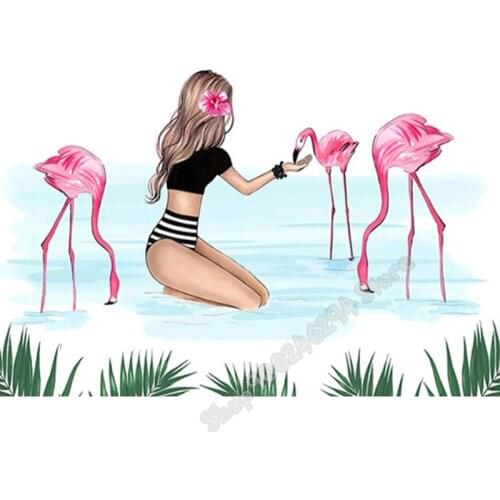 Diy Diamond Painting Full Drill Square Round Fashion sexy girl flamingo 5d Diamond Embroidery Kit Picture Rhinestone new FF3163