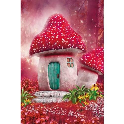 Red mushroom hut romantic sweet Art Needlework 14CT Canvas Unprinted Handmade Embroidery Cross Stitch Kits DIY Home Decor