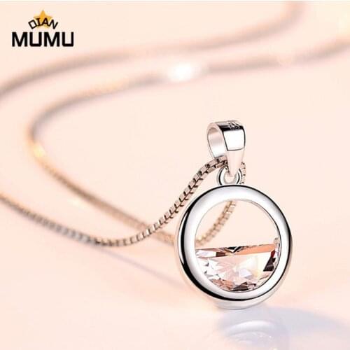 New Fashion Arrival Cute Round Silver Color Pendant With Zircon Stone for Women Long Chian Necklace Choker Fashion Jewelry Gift