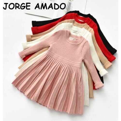 Autumn and Winter Girls Sweater Dress Childrens Wool Warm Long Sleeve Dress Toddler Girl Fall Clothes 2020 WL002