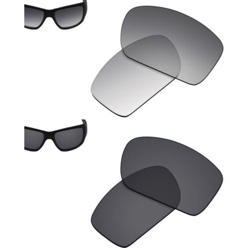 SmartVLT 2 Pairs Polarized Sunglasses Replacement Lenses for Oakley Big Taco-Grey Gradient and Solid Black
