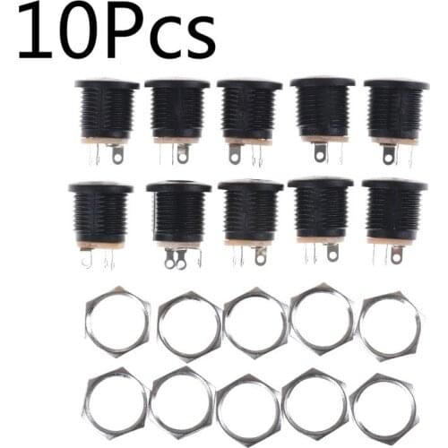 10Pcs 5.5mmx2.1mm DC Power Female Socket DC022 DC Power Supply Jack Socket Female Panel Mount Connector Plug Adapter