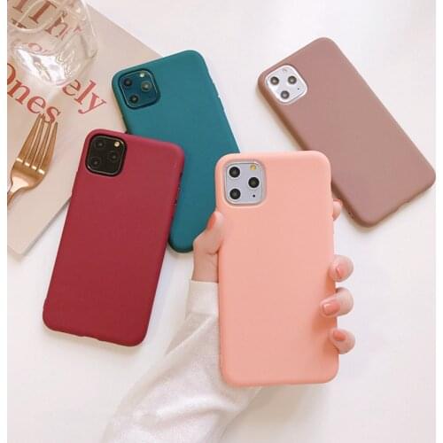 Luxury Soft Back Matte Plain Color Case for Iphone 11 Pro Max X Xr Xs Max 6s 7 8Plus Case Shockproof Tpu Silicon Back Cover Capa