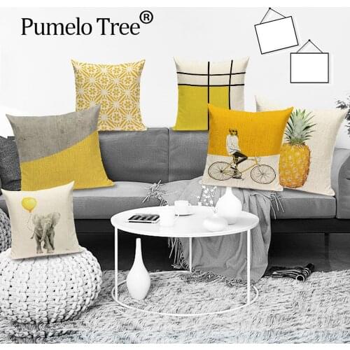 Nordic Geometric Decorative Cushion Case Yellow Stripe Throw Pillow Cover Pineapple Home Decor Sofa Cushions Covers Funda Cojin