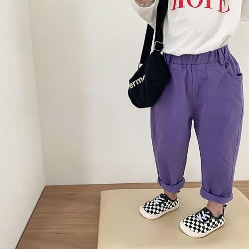 Spring boys fashion patchwork solid color pants 2021 children Straight turnip trousers