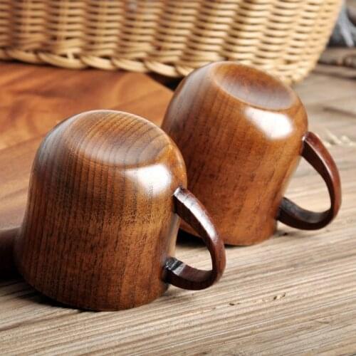 Japanese Styles Jujube Wooden Handmade Water Coffee Mug Cup Tea Beer Juice Milk Mugs Drink Cups- Gift Natural Wooden Mug