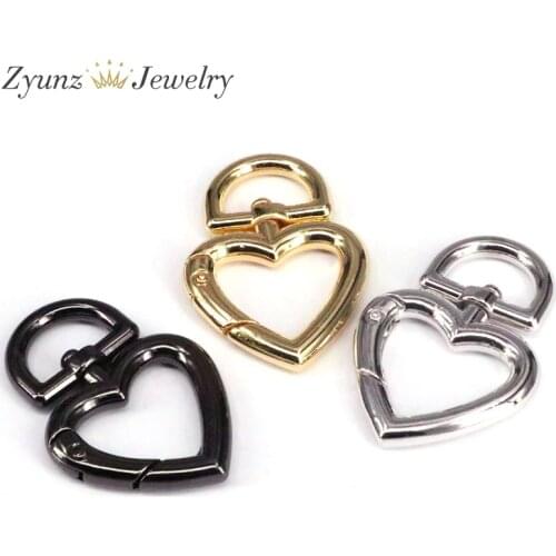 5PCS, Fashion fine heart snap Hook clasp with Swivel connectors purses keychains Necklace DIY Findings