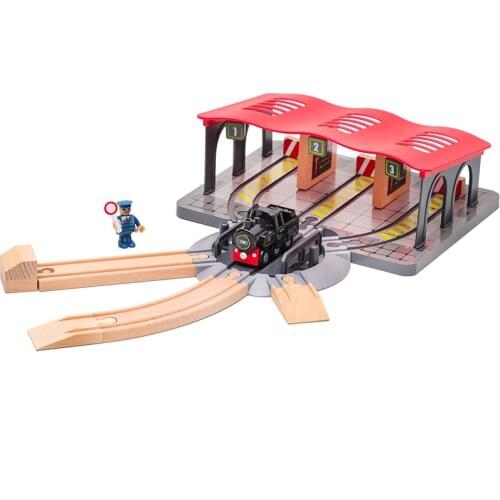 Railway platform childrens train toy track accessories multi-track game scene compatible with wooden track educational toys