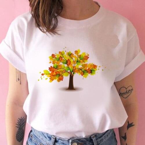 Women Tshirt Cartoon Printed Harajuku 2021 Women Summer Different Leaves T Shirt Aesthetic Street Clothing T-Shirt Oversized